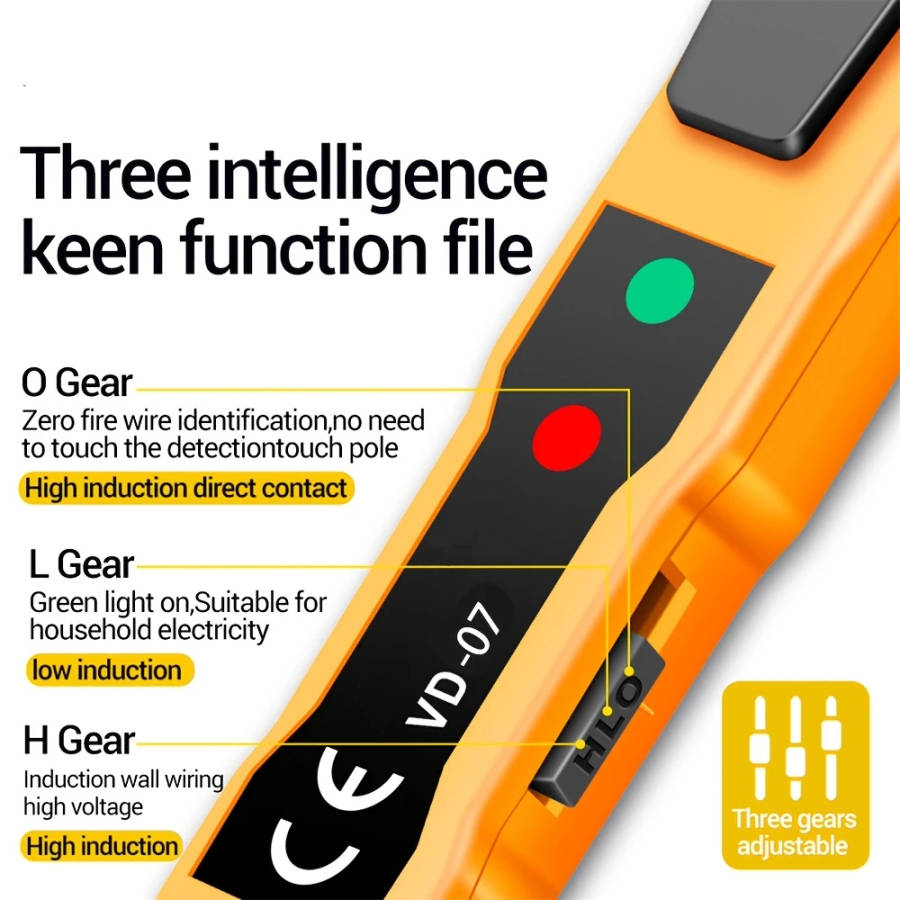 1pc Compact Non-Contact Voltage Detector Pen AC DC Induction Tester with LCD Display Sound Light