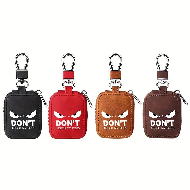 1pc Fun Hands Off My Pods Text Earbud Carrying Case Small Size Compatible with AirPods Made of