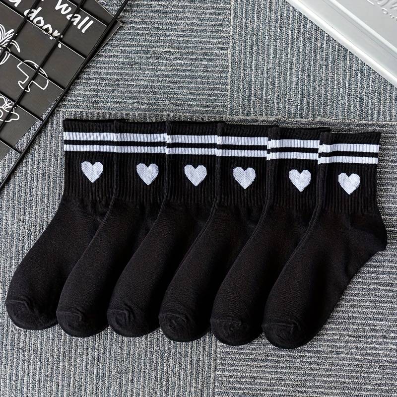 6 Pairs Black One Size High Elastic Socks