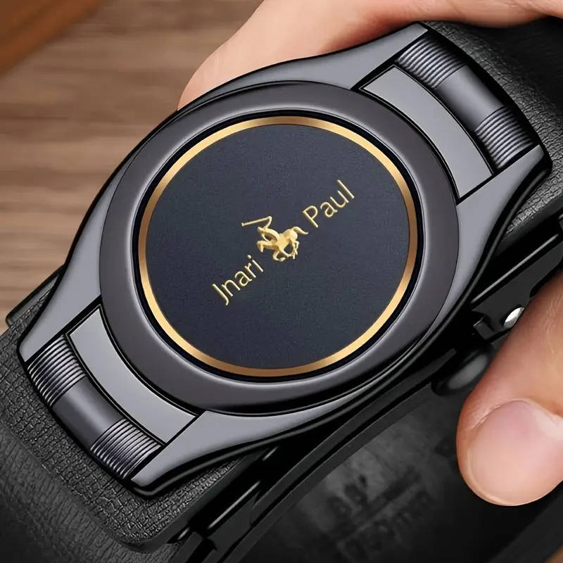 Genuine Leather Automatic Buckle Belt Blue