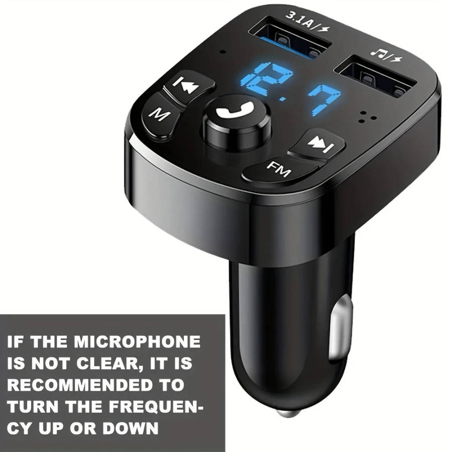 1pc Multi-Function Car Charger with Dual USB Ports MP3 Player U Disk Wireless Fast Charging Adapter