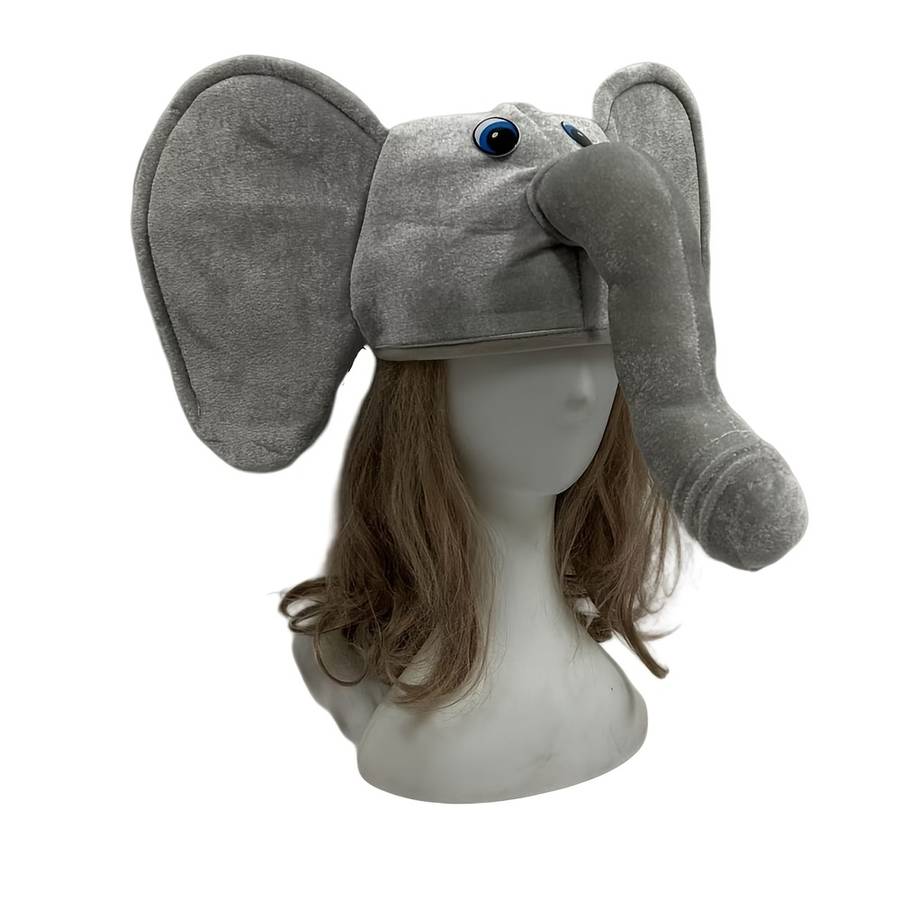 1pc Gray Elephant Hat with Blue Eyes Fun Festive Accessory for Parties Celebrations and Stage