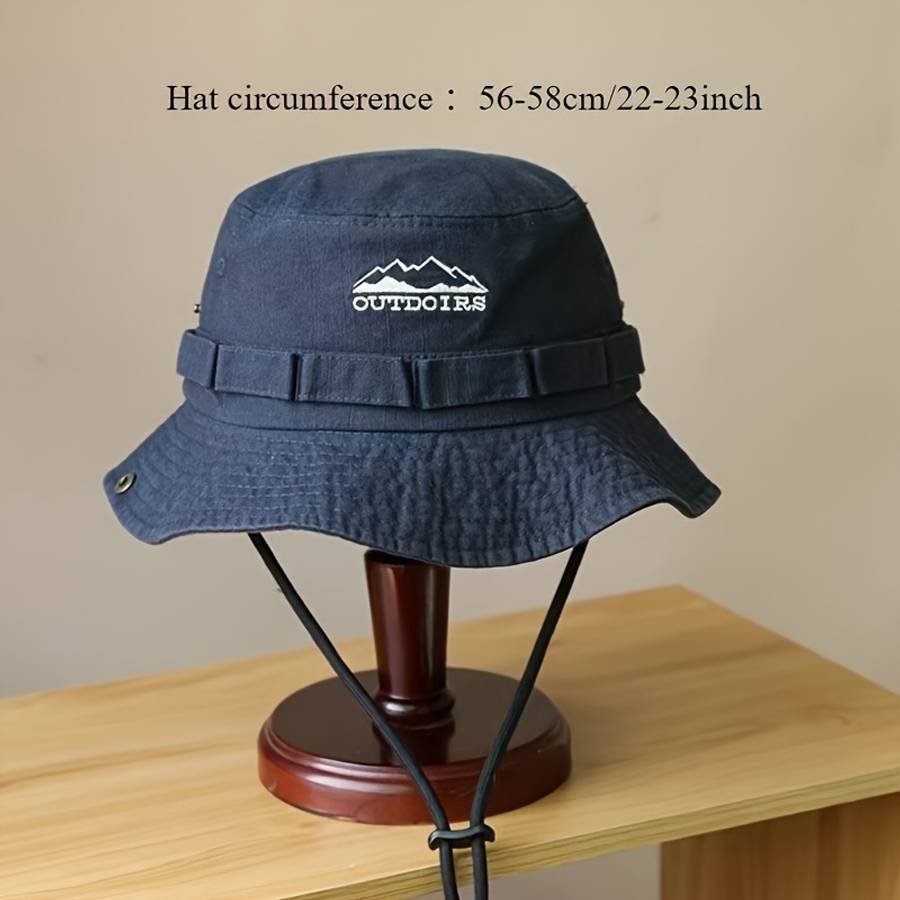 Breathable Outdoor Adventure Bucket Hat with Drawstring Sun Protection