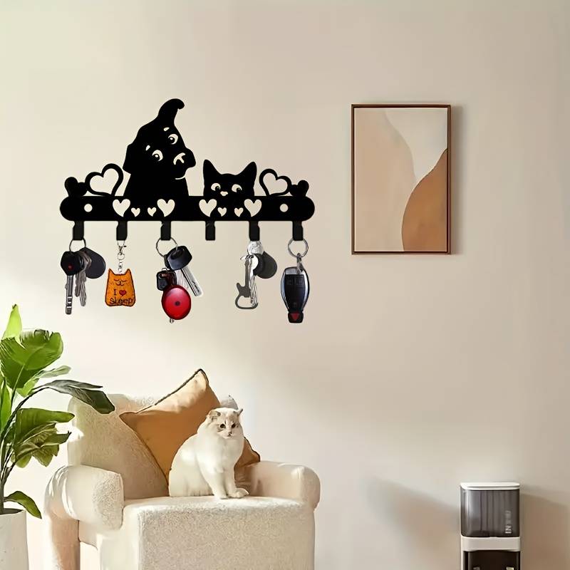 1pc Cute Animal Design Metal Key Holder Wall Mount Keychain Rack Versatile Use for Coat Hat Tow