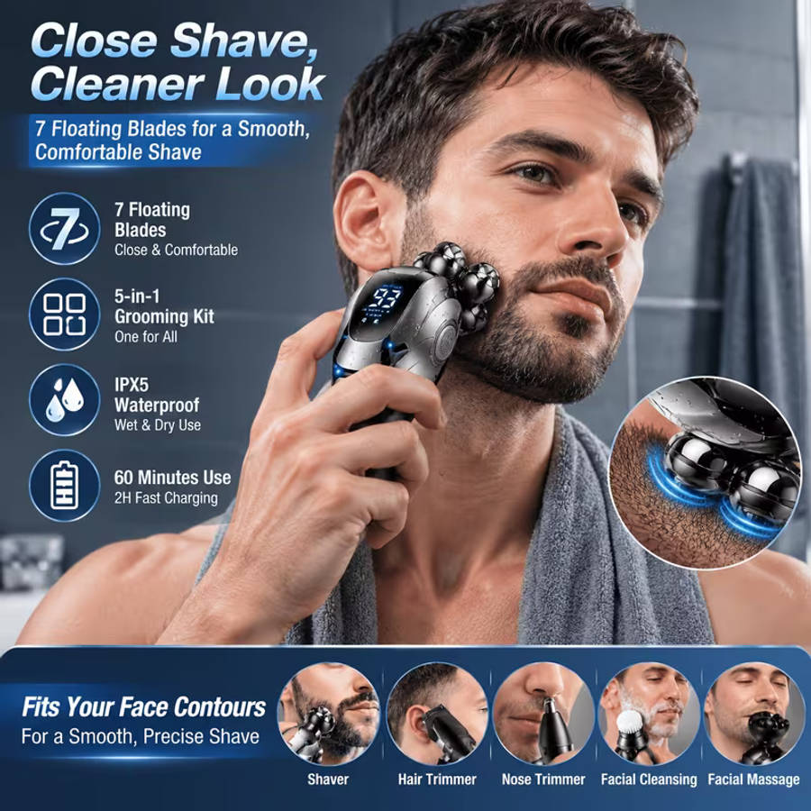 5 in 1 Electric Rechargeable Shaver for Men