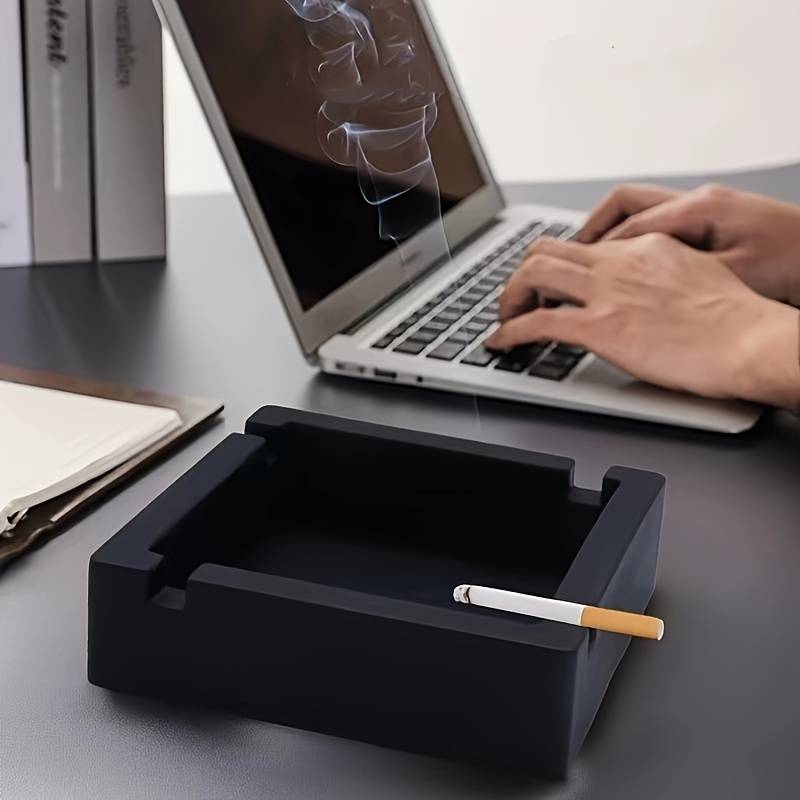 1pc Home Relaxation Modern Square Silicone Ashtray Sleek DIY Home Decor No Power Needed Black