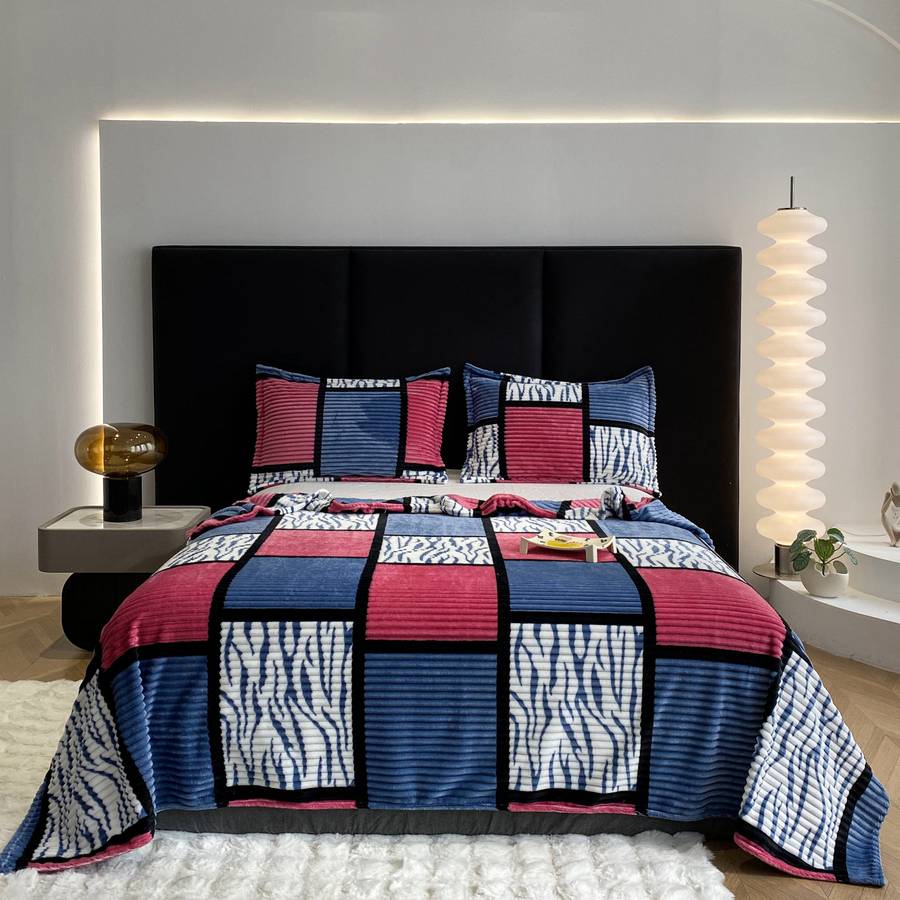 1ps Blanket Color Blue Camel Check size 100x150cm