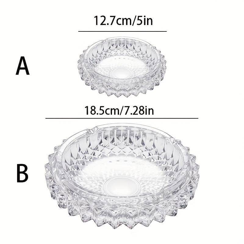 1pc Elegant Mesh Texture Crystal Ashtray Heavy-Duty Glass Cigarette Holder with Intricate Geometr