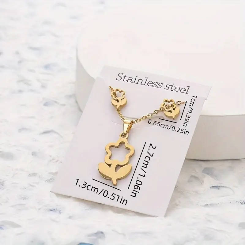 Stainless Steel Jewelry Set for Women - Flower