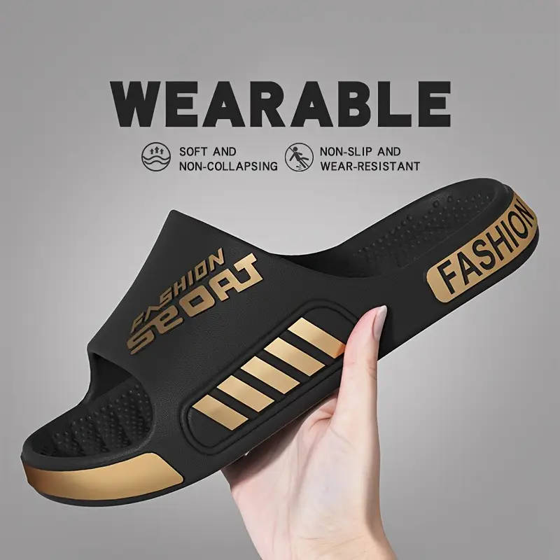 A Pair Of Unisex Stylish Sports Slippers In Black 6.5-7