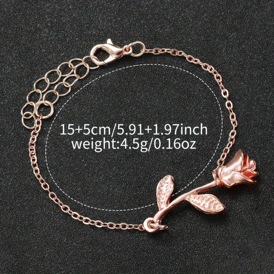 2pcs Set Women's Fashionable Simple Flower Petal Quartz Watch With Bracelet Set Includes Watchband A