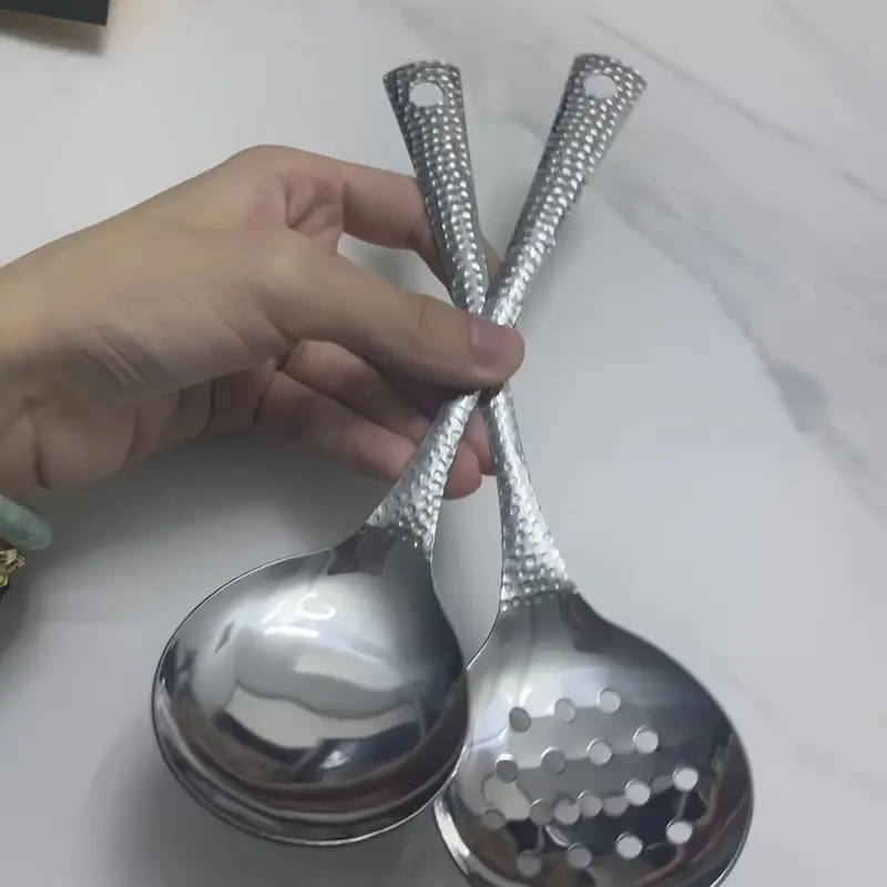 2-Pack Stainless Steel Hot Pot Spoon Soup Spoon Colander