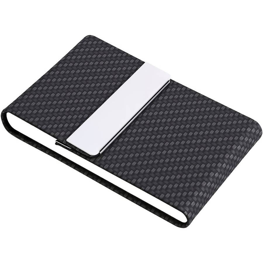 1pc Business Card Holder Faux Leather Business Card Case Pocket Card Holders for Men Or Women Met