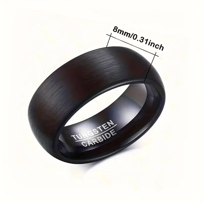8mm Matte Finish Tungsten Steel Wedding Band for Men