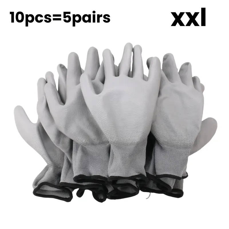 10pcs Outdoor Multifunctional Gray Gloves Size XXL Anti-slip and Wear-resistant Suitable for Gardeni
