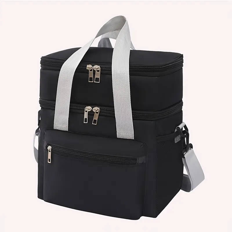 1pc Large Capacity Insulated Lunch Bag Large Capacity Insulated Lunch Bag Double Layered Adjustable