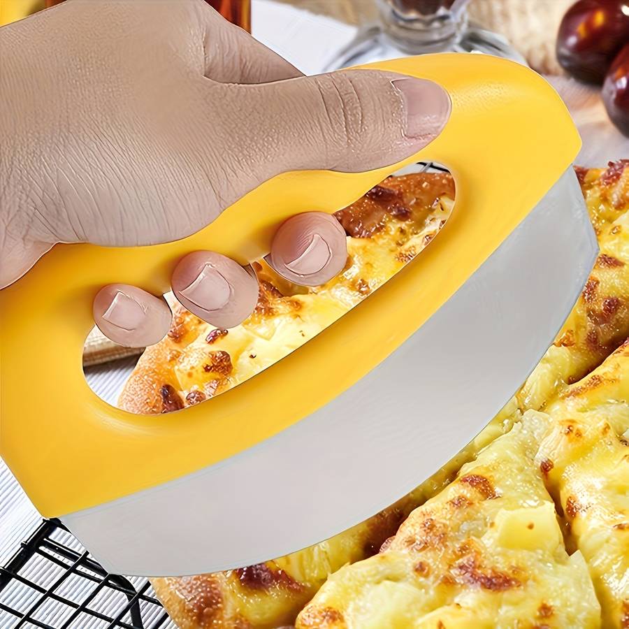 1pc SHAON Ultra Sharp Stainless Steel Pizza Cutter with Rocker Arm Lid Protective Cover Multif