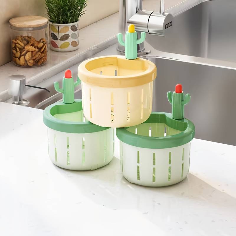 1pc Cactus-Shaped Kitchen Sink Strainer Creative Drain Basket for Residue Anti-Clog Odor Preve