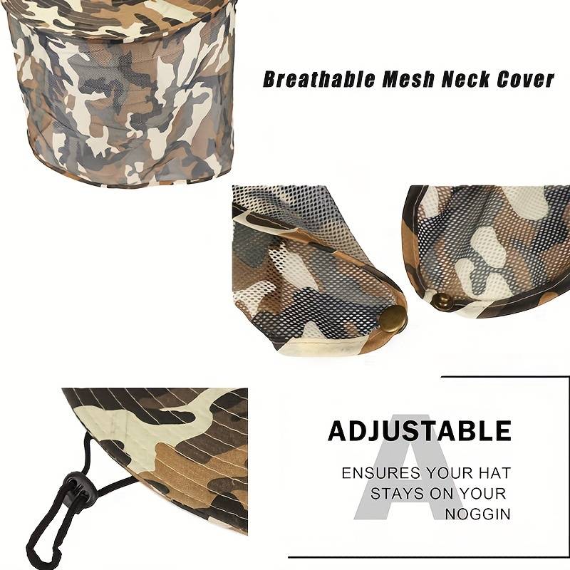 1pc Outdoor Fishing Hat Wide Brim Sun Hat With Neck Flap UV Protection Bucket Hat For Hiking