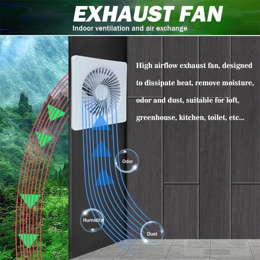 1pc European Standard Household Exhaust Fan Versatile 6-Inch Ventilation Fan with Backflow Preven