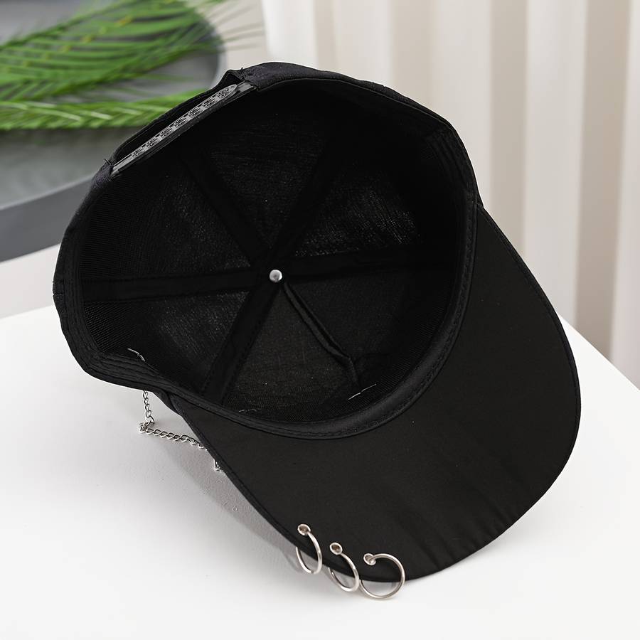 1pc Women's Baseball Cap With Star Pendant Casual Adjustable Sun Hat With Chain Accents Versatile