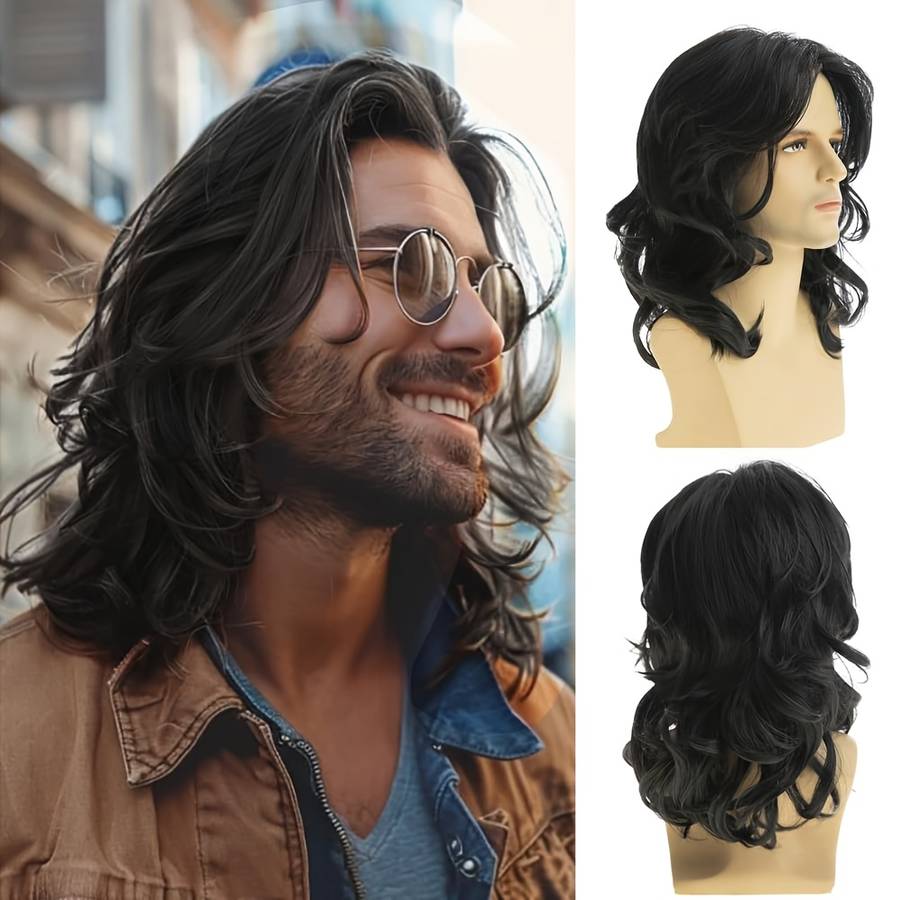 1Pc Black 55.88cm Fashion Design Wig
