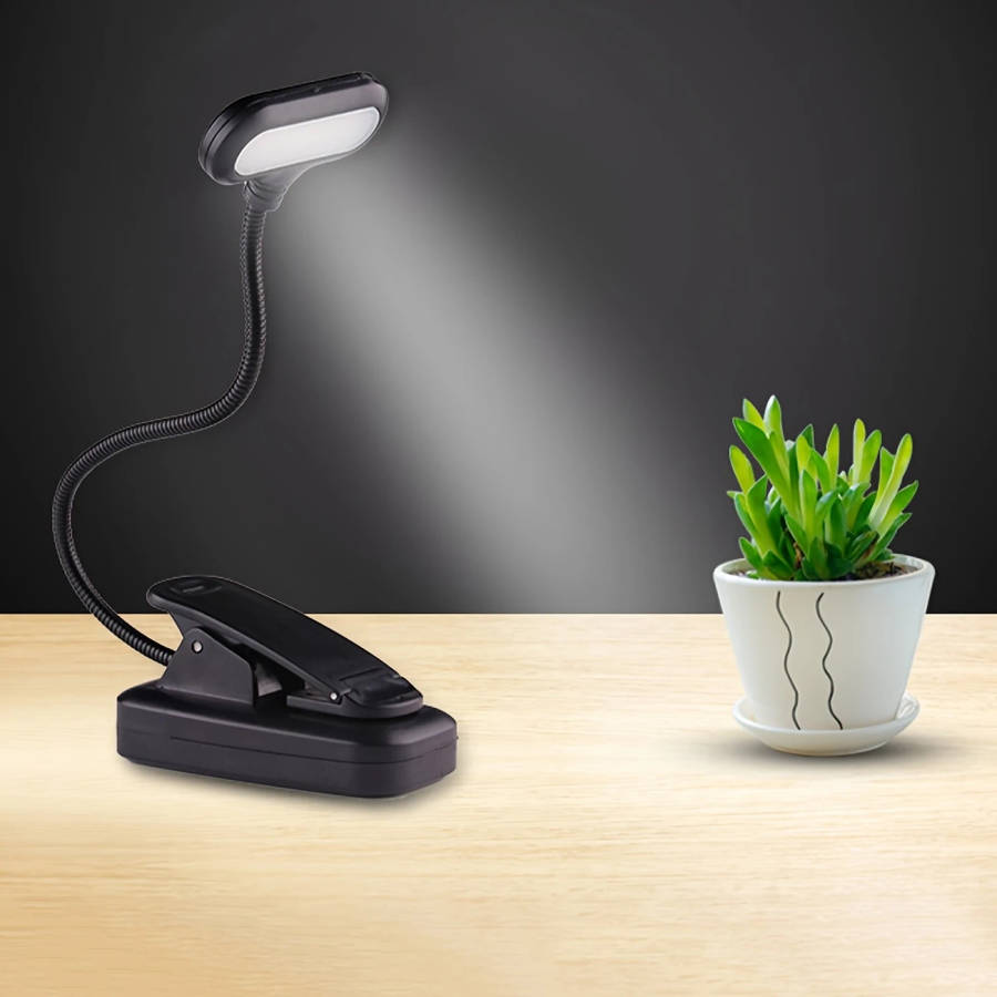 1pc Battery Power Portable Book Light With Clip Adjustable Arm Reading Light Night Reading Lamp Desk