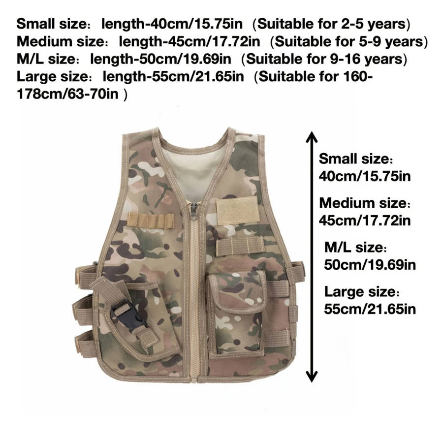 1pc Size M Youngsters's Outdoor Tactical Vest Summer Camp Camouflage Training Vest