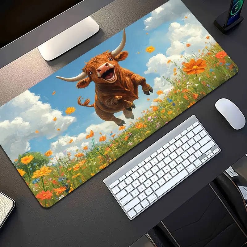 1pc 30x60cm Jumping Bull Vibrant Rubber Non-Slip Mouse Pad Colorful Fashionable Durable Work Gaming
