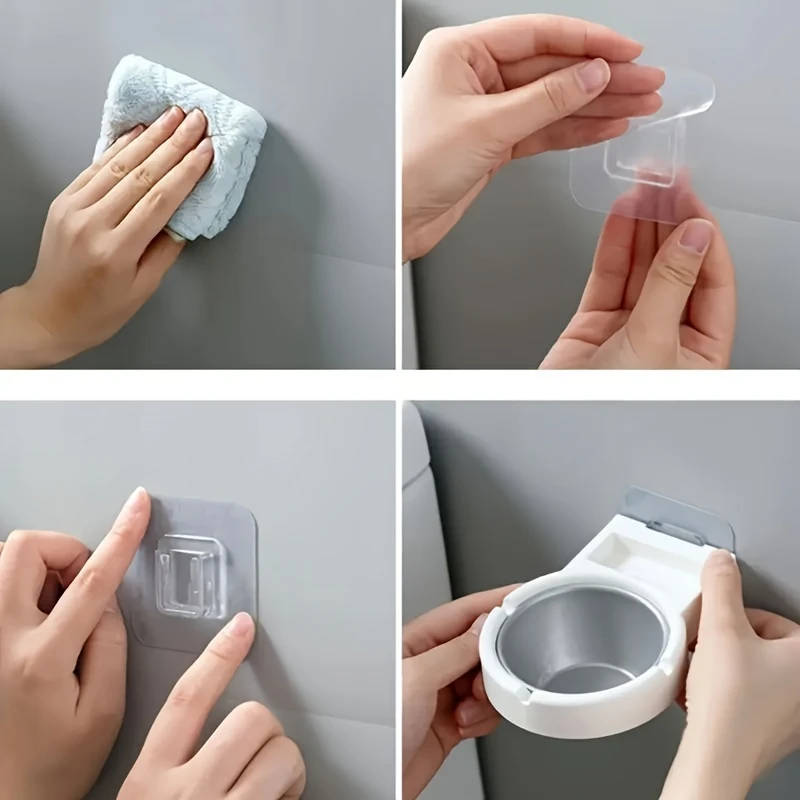 1pc Wall-Mounted No-Drill Bathroom Ashtray Contemporary Circular Plastic Design Space-Saving