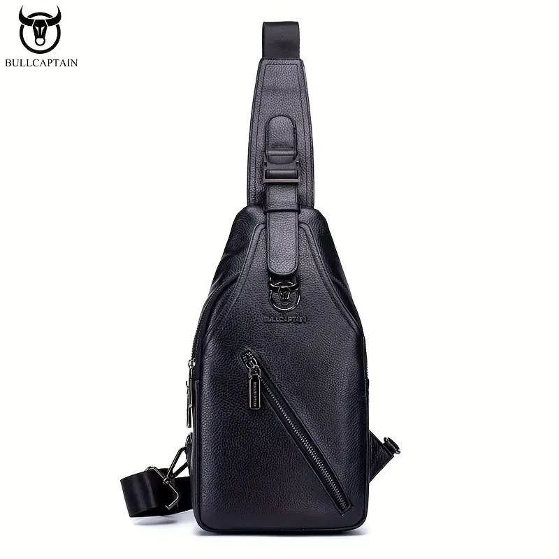 Men's Multi-layer Satchel Bag Genuine Cowhide Leather Sling Bag For Daily Use Multi-functional Shoul