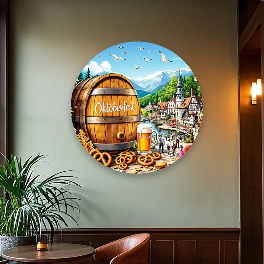 Round Aluminum Oktoberfestival Town Sign The Gift