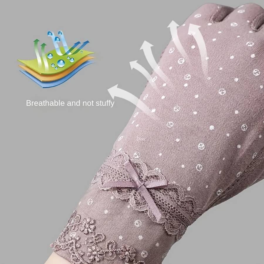 1 Pair Light Pink Summer Lace Gloves
