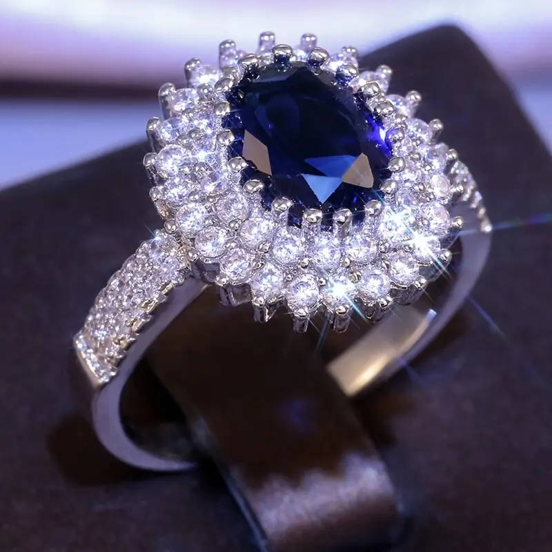 Plated White Gold Ring with Synthetic Faux Gemstones