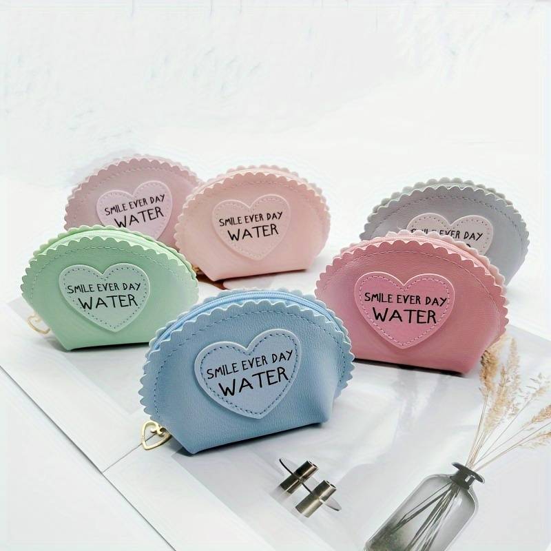 1pc Half-Round Coin Purse for Women PU Handheld Small Wallet Student Youngsters Small Gift