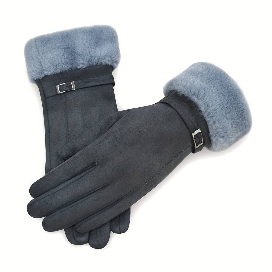 1 Pair Blue Plus Velvet Warm Gloves
