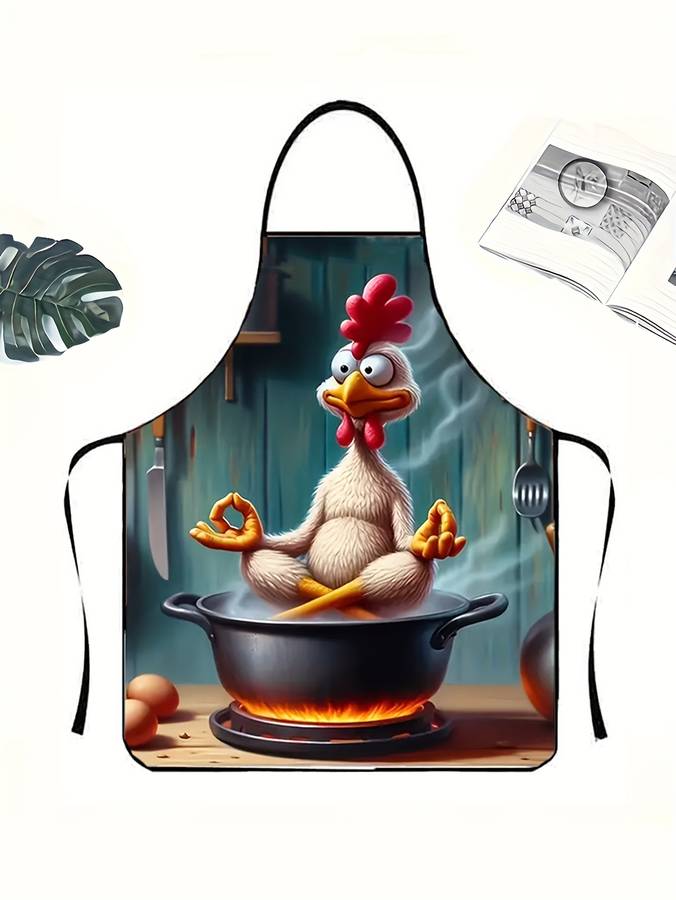 1pc Cartoon Chicken Apron for Men Women 100% Polyester Non-Stretch Woven Fabric Regular Fi