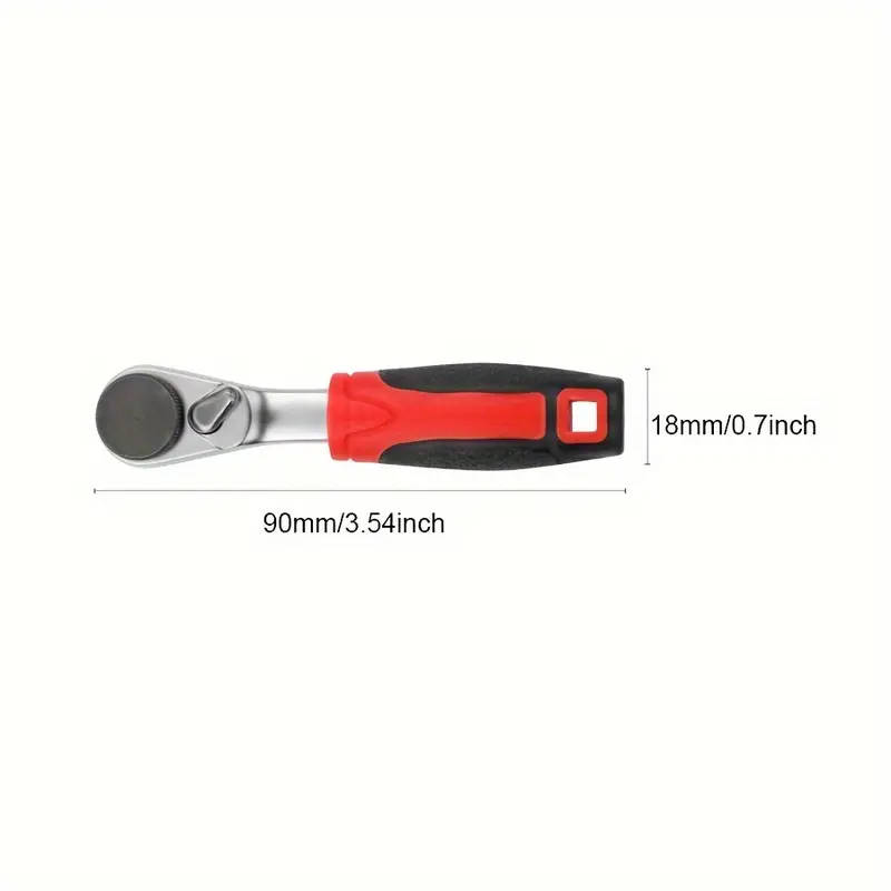60-Tooth Ratchet Socket Wrench Set Durable Carbon Steel Quick Easy Use with 1/4 Drive Portable