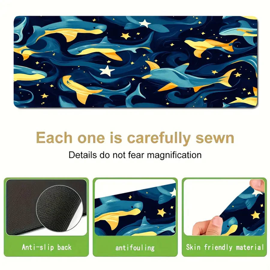 1pc 30x80cm Fantasy Ocean Shark Mouse Pad  Gaming Desk Mat Washable Mouse Pad