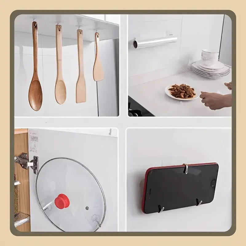 10 Piece Wall Hooks - Casual Style Plastic Utility Hook Set for Keys Hats Towels Easy to Install