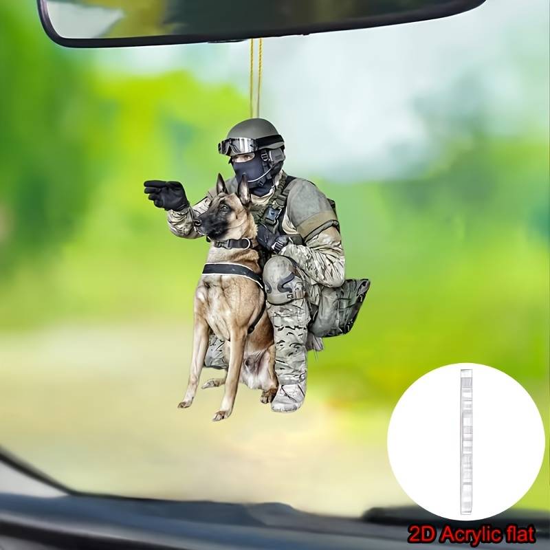 1pc 2D Flat   1 Acrylic Training Dog Car Rearview Mirror Pendant  Multi-Functional Pendan