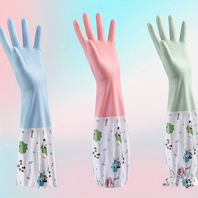 2pcs Housework Cooking Brush Pot Cleaning Cartoon Rubber Gloves Kitchen Dishwashing Gloves