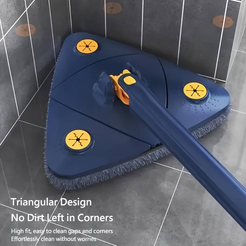1Set Triangle 360 Rotating Cleaning Mop with Long Handle Hands-Free Wash Dual-Use for Wet