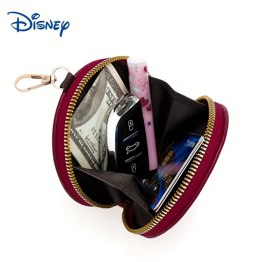 1pc Disney Mickey Minnie Mouse Mini Coin Purse Multi-Color Round Wallet with Keychain Secure
