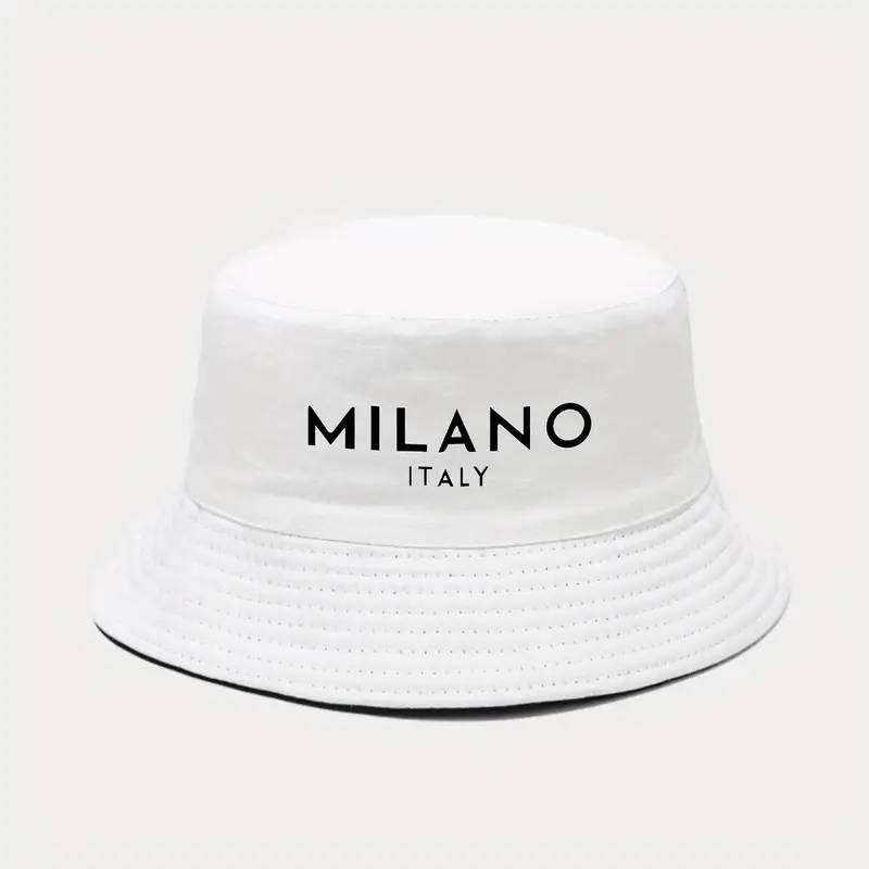 1pc MILANO ITALY Printed Bucket Hat Breathable Sun Hat Outdoor Sports Vacation Travel Foldable Fishe
