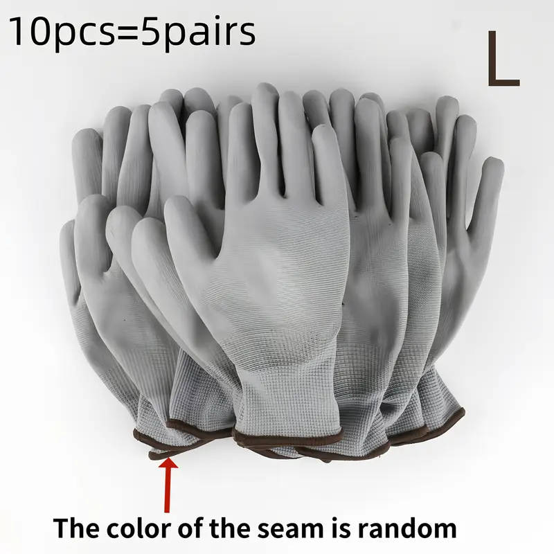 10pcs Outdoor Multifunctional Gray Gloves Size L Anti-slip and Wear-resistant Suitable for Gardening