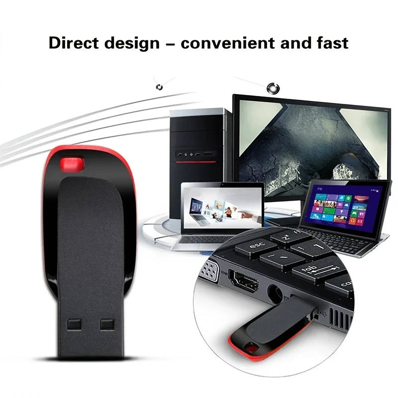 1pc High-Speed USB 2.0 Flash Drive 8GB Memory Stick Red Black for Computers Smart TVs Car Audio
