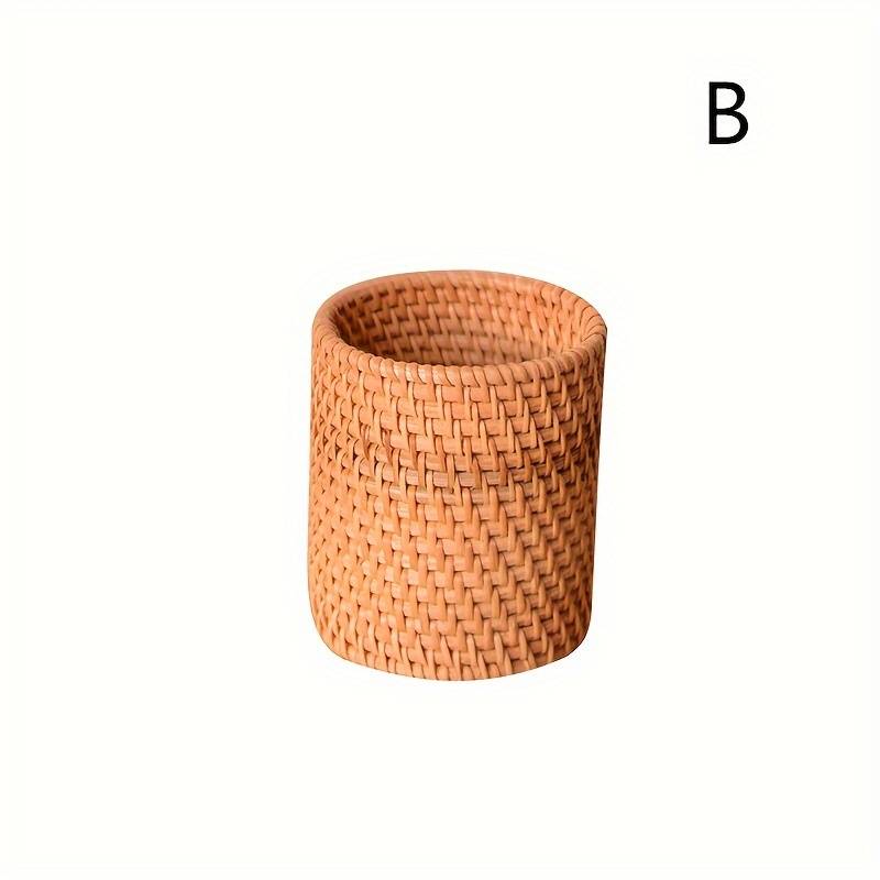 1pc Rattan Cutlery Storage Basket Lightweight Hanging Utensil Holder for Spoons Forks and K