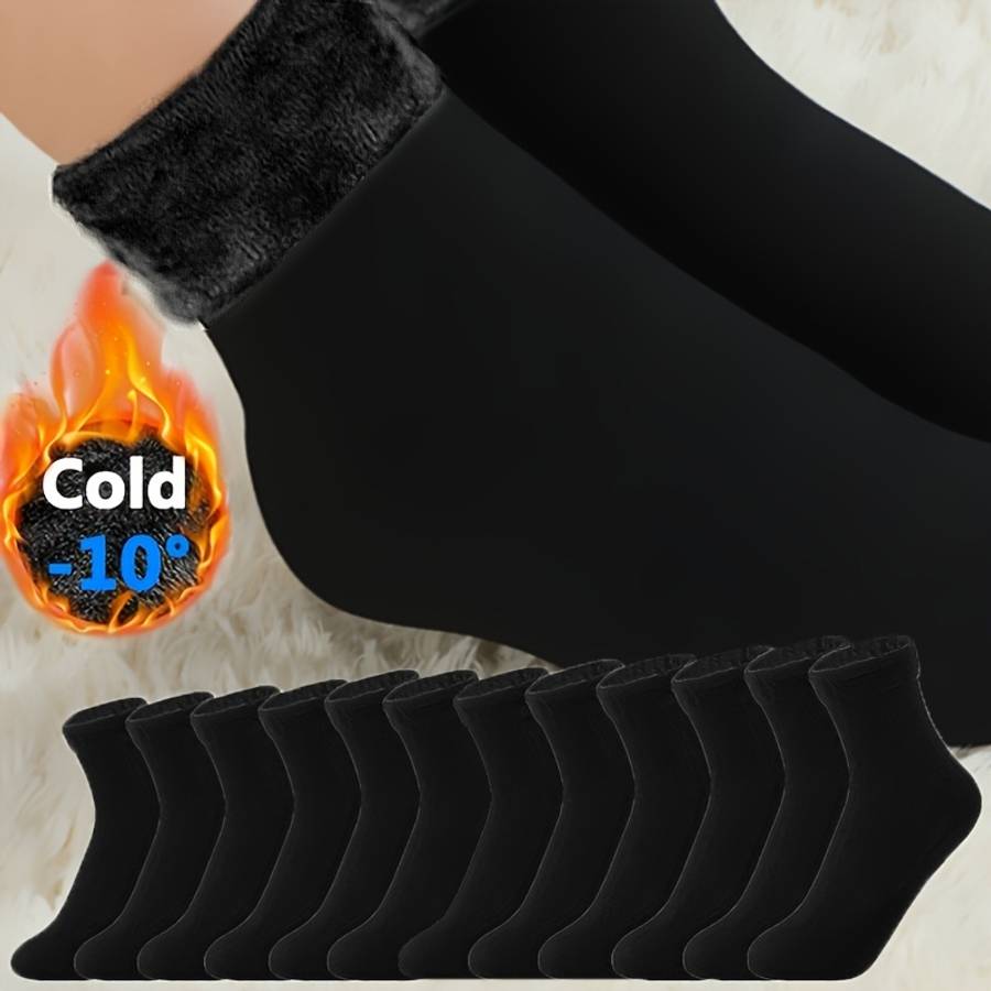 Sock Black 6 Pairs Flannel Warmth One Size