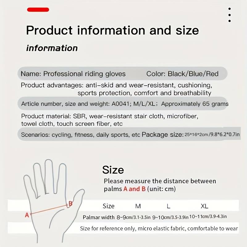 1 Pair Red Size XL Outdoor Sports Gloves